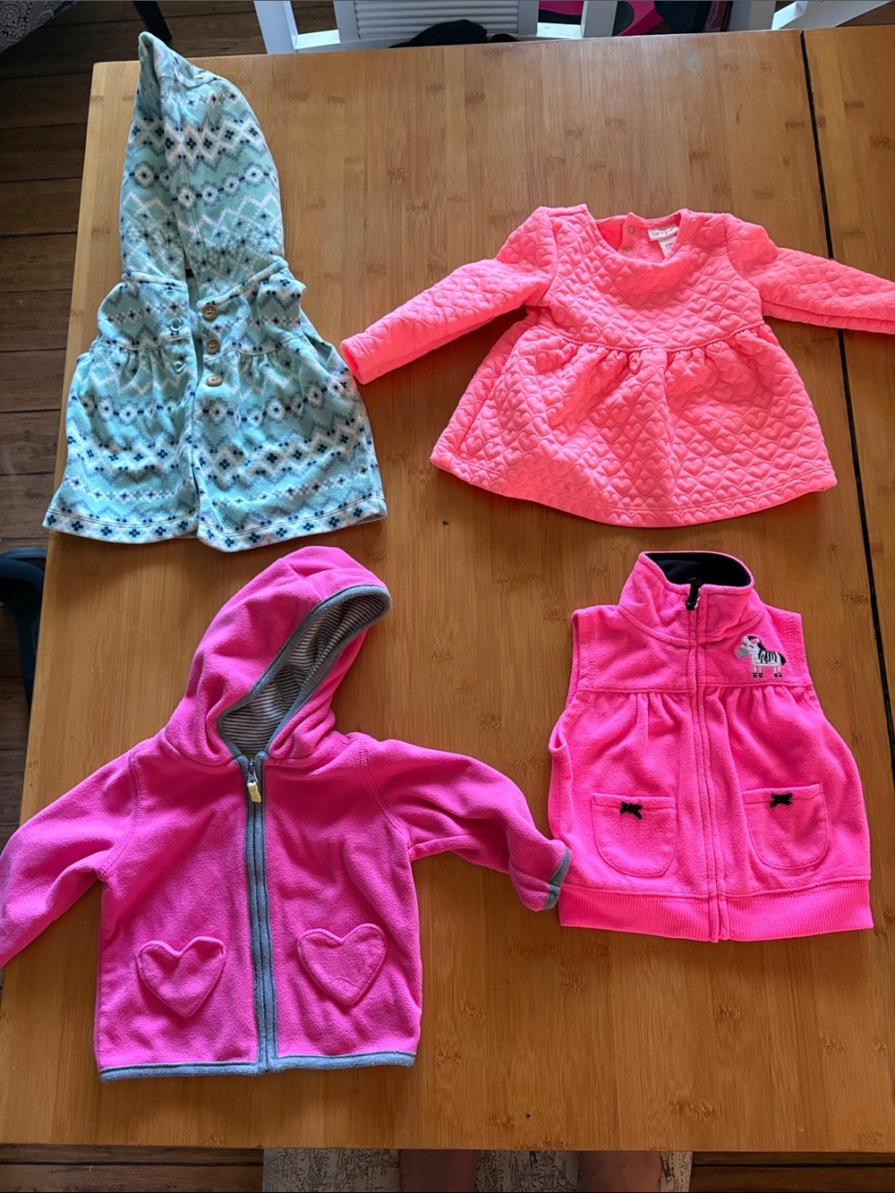9 Month Fall Baby Girl's Pink Fleece Jackets & Tops Bundle